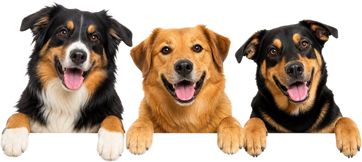 Happy dogs peeking at Neolokam cage-free dog boarding Trivandrum